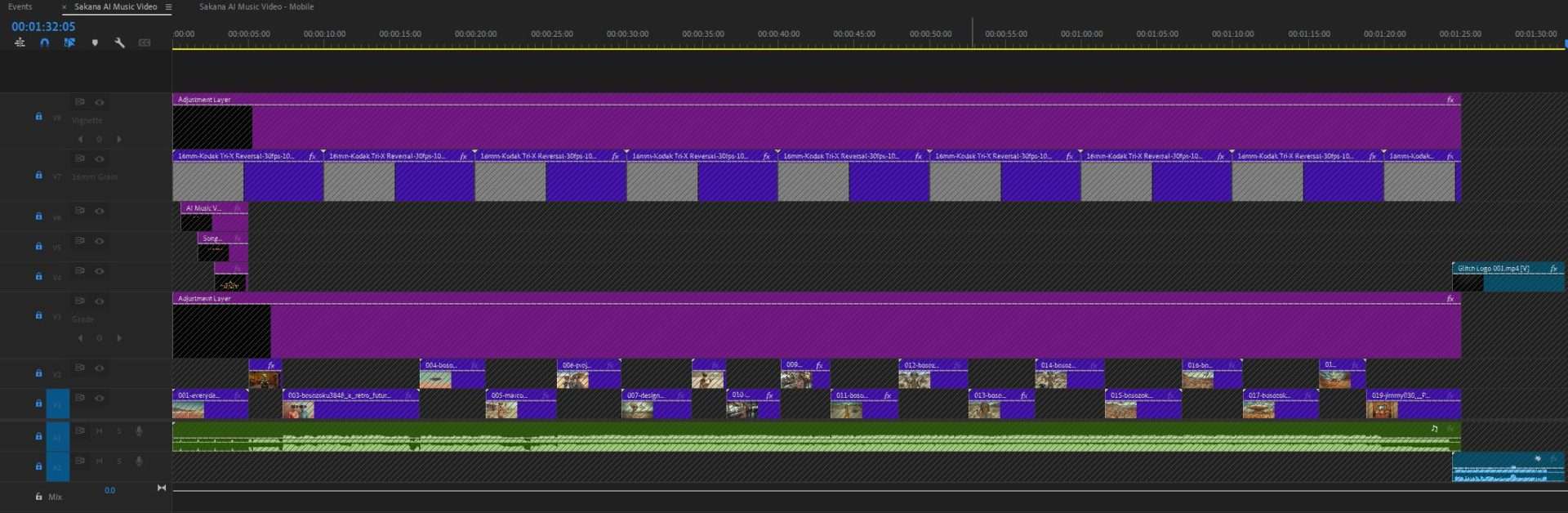 Sakana AI Music-Video adobe premiere sequence